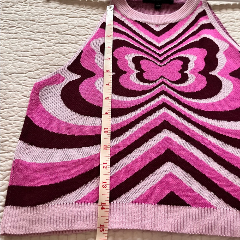 SOLD!!🧾🍒Y2K WITTY FOX CROPPED TANK TOP PINK BUTTERFLY DESIGN SIZE LARGE - Picture 6 of 9